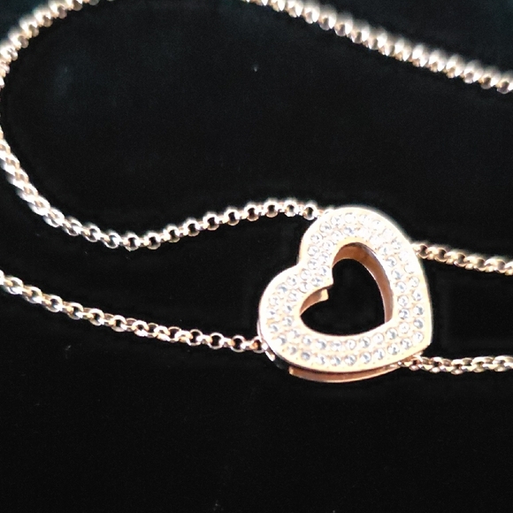 Swarovski Gold Heart Necklace with Silver Accents - Picture 6 of 7